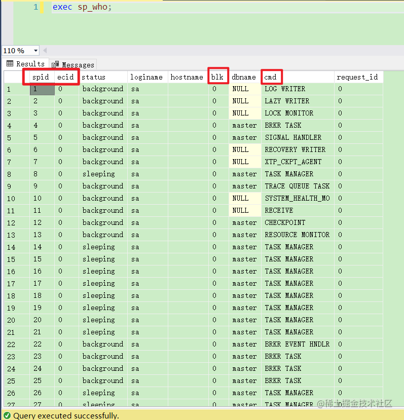数据库教程20 Sqlserver中sp Who Sp Who2和sp Whoisactive介绍和查看监视运行的会话进程 Sp Whoisactive详细介绍 掘金