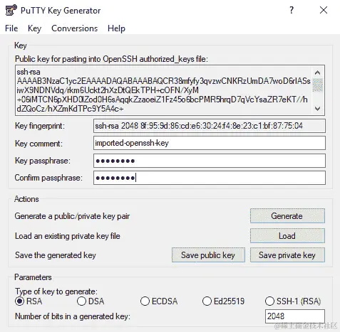 图 1.21 - PuTTY 密钥生成器