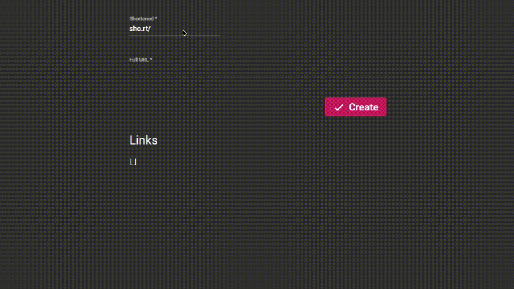 Animated gif of short and long URLs entered into a form.