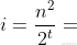 i=\frac{n^{2}}{2^{t}}