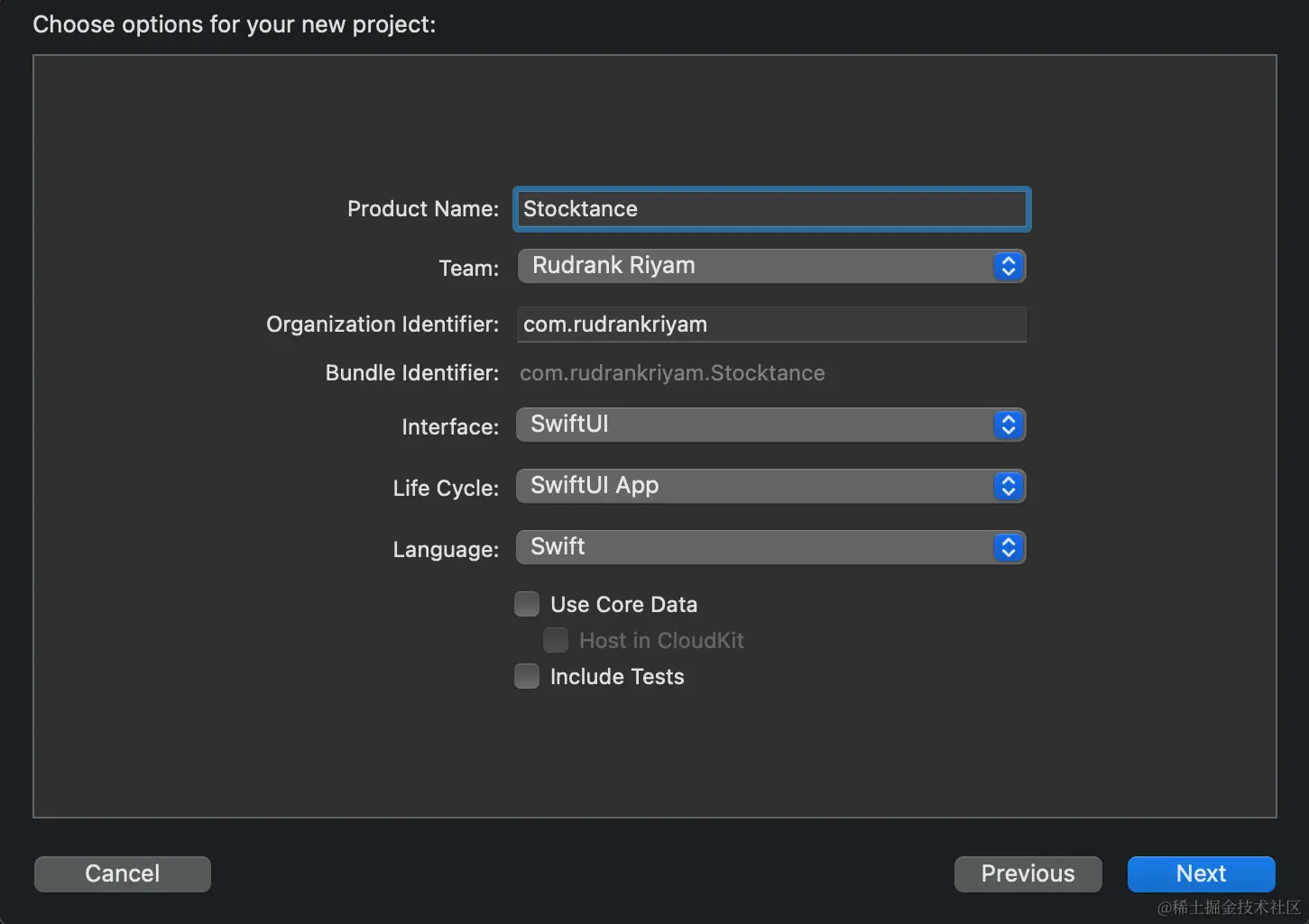 Xcode Create New App Menu