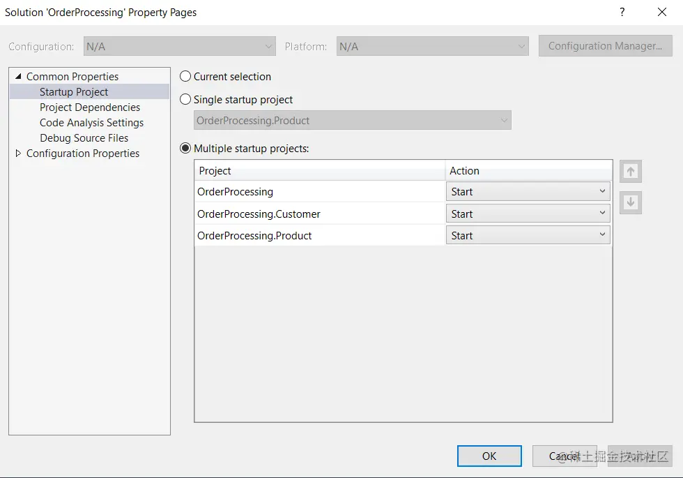 Multiple startup projects option in Visual Studio