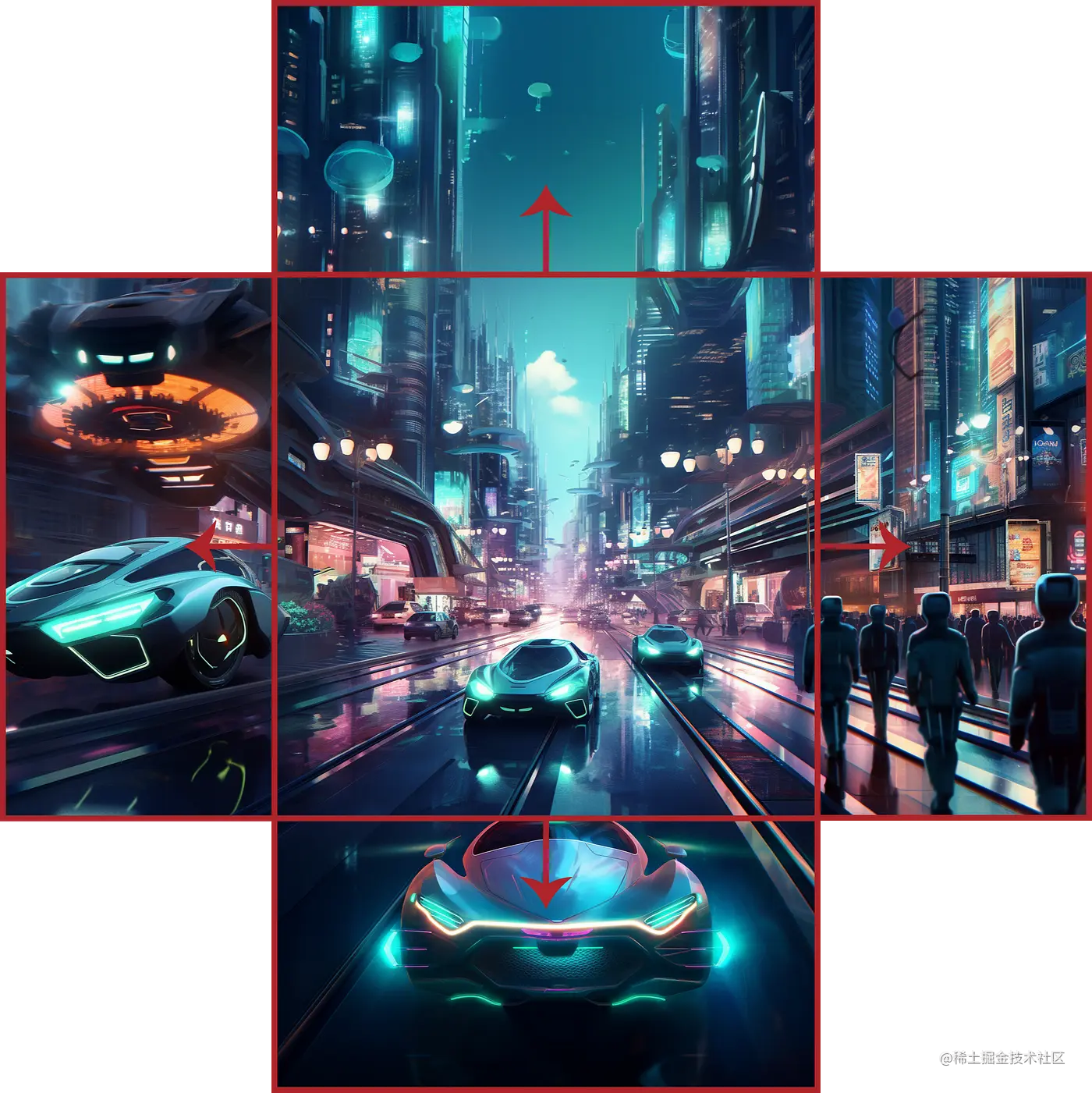 AN image panning in 4 directions, Midjourney new panning feature