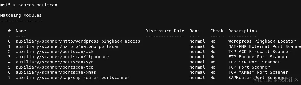 图 3.9-端口扫描 Metasploit 模块
