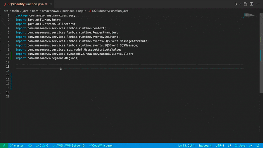 通过 CodeWhisperer 中的注释生成代码