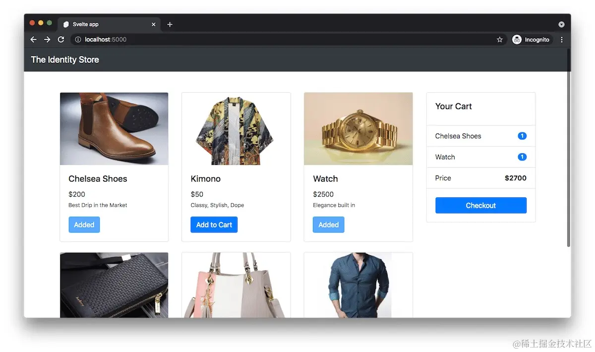 "Items selection - E-commerce App"