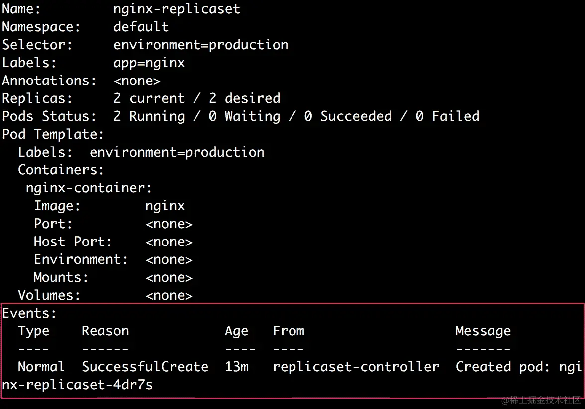 图 7.5：描述 ReplicaSet