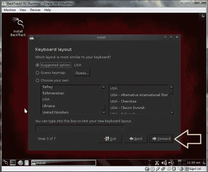 在 Oracle VM Virtual Box 上安装 BackTrack5 R2