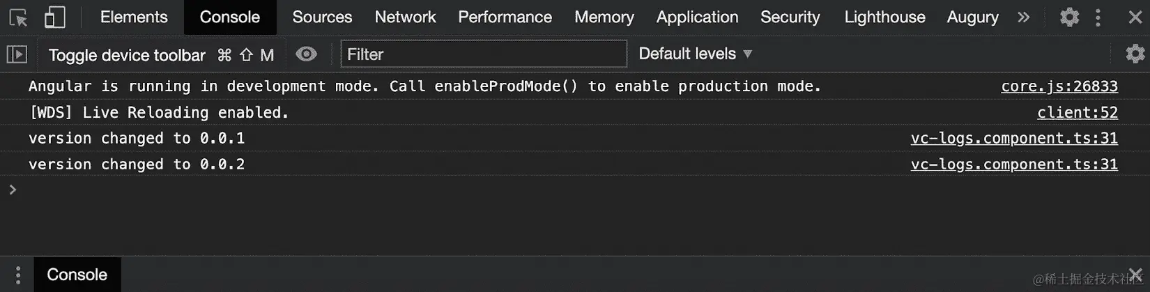 图 3.6 - 作为 LoggerService 未提供的回退而在控制台上打印的日志