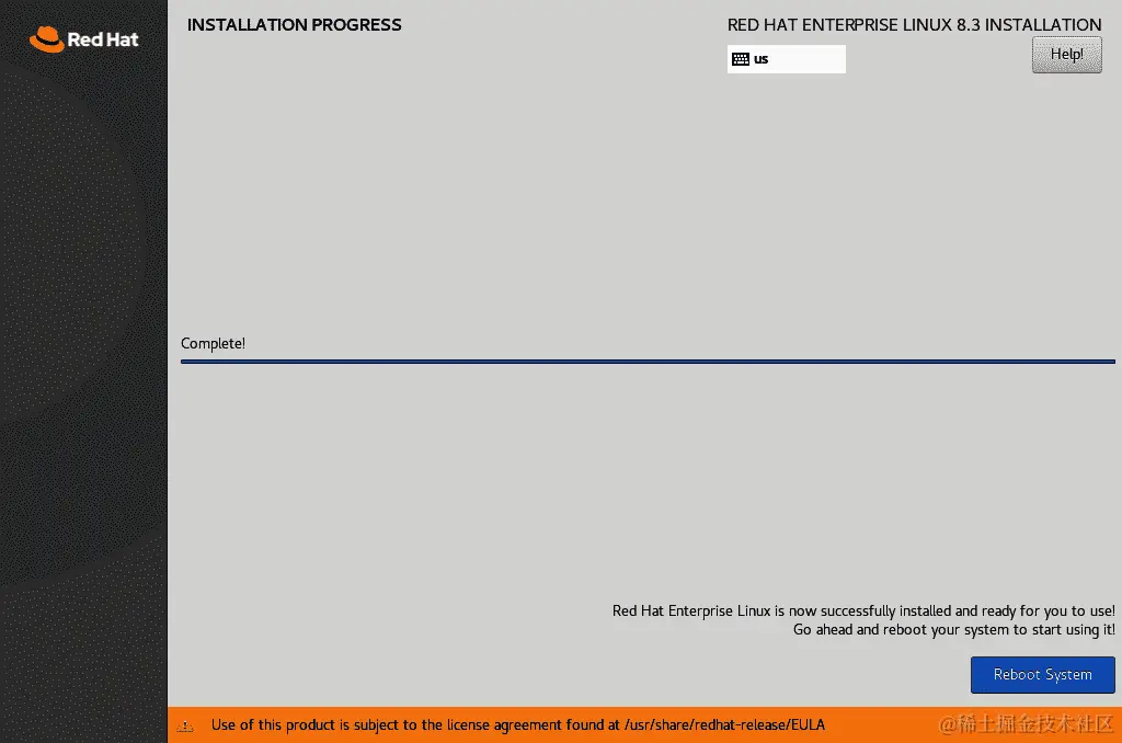 图 1.59 – RHEL8 安装 – 安装完成
