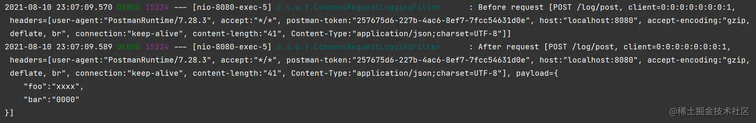 CommonsRequestLoggingFilter记录请求日志