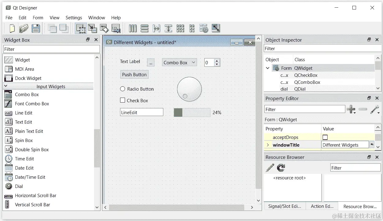 图 3.4 - 不同类型的 GUI 小部件