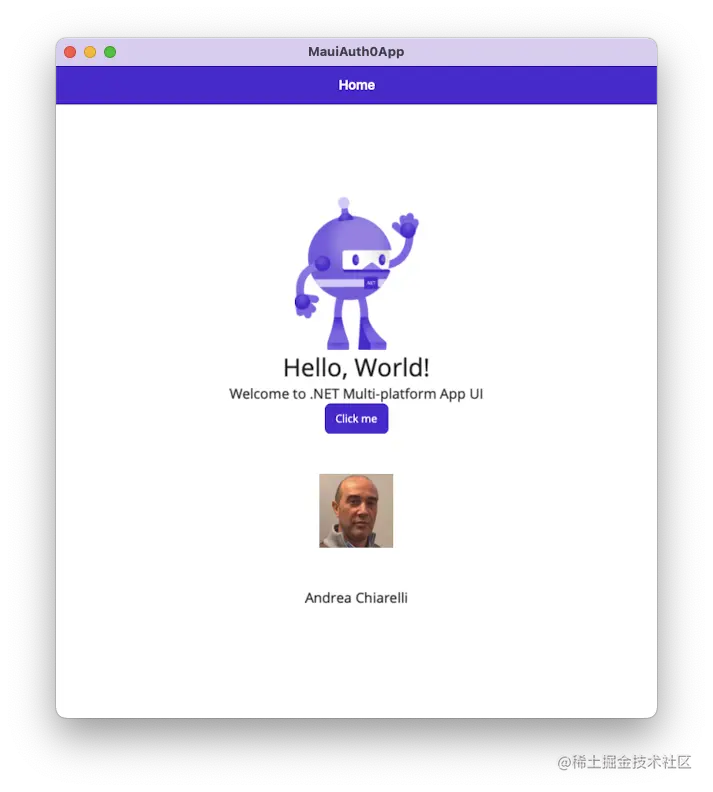 MAUI app with user profile