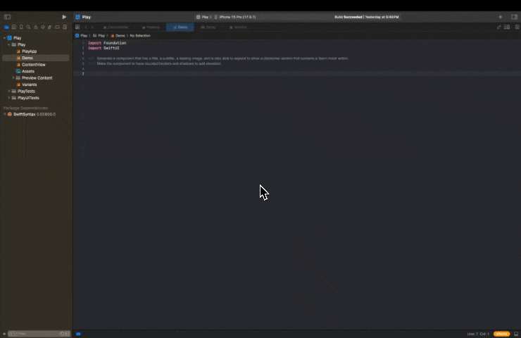 Prompt to code in Xcode with Claude 3