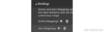 图 4.1：输入设置窗口中可用的 Action 和 Axis Mappings