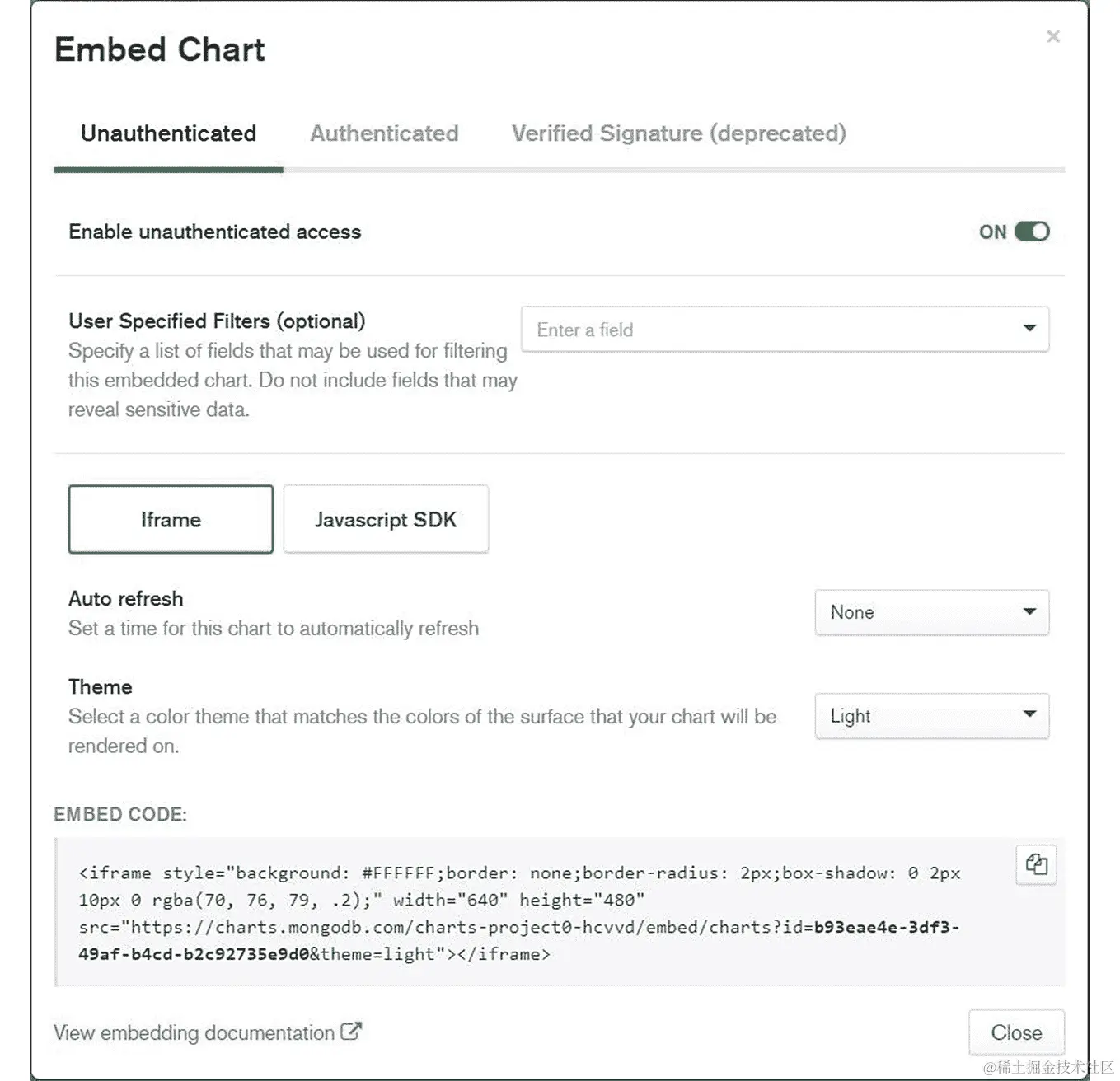 图 12.46：嵌入图表窗口