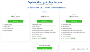 Code Detection API pricing table