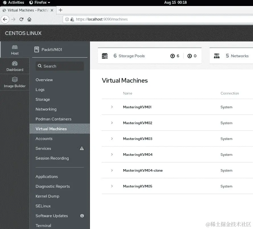 图 7.15 – Cockpit VM 管理