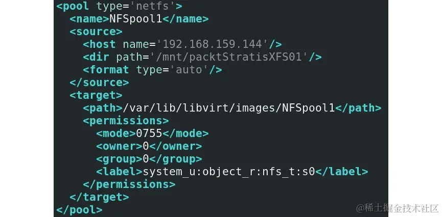 图 5.2 - NFS 池的 XML 配置文件示例