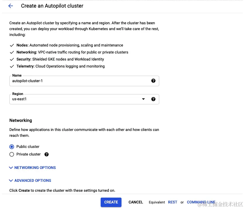 图 8.18 – 创建 GKE 自动驾驶集群