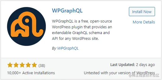 Screenshot of the WordPress plugin listing for WPGraphQL