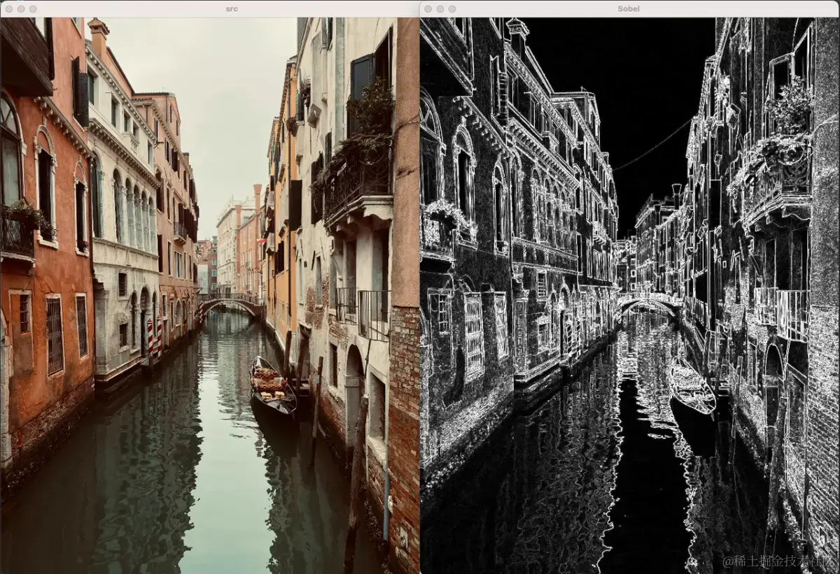 自定义实现的sobel边缘检测.png