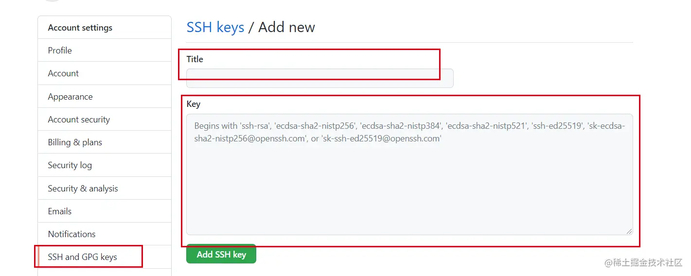 github sshkey add