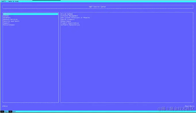 运行 sudo yast 命令查看 YaST 界面