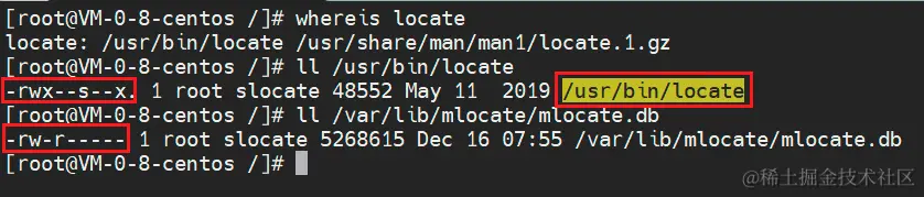 locate和mlocate.db权限信息