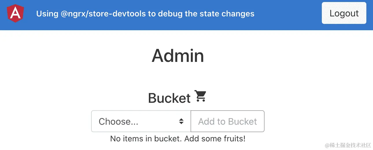 图 6.4 - 在 http://localhost:4200 上运行的使用 ngrx-store-devtools 应用程序