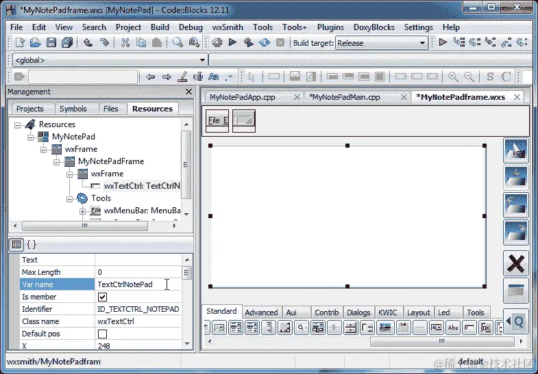 使用 wxSmith 进行快速应用程序开发