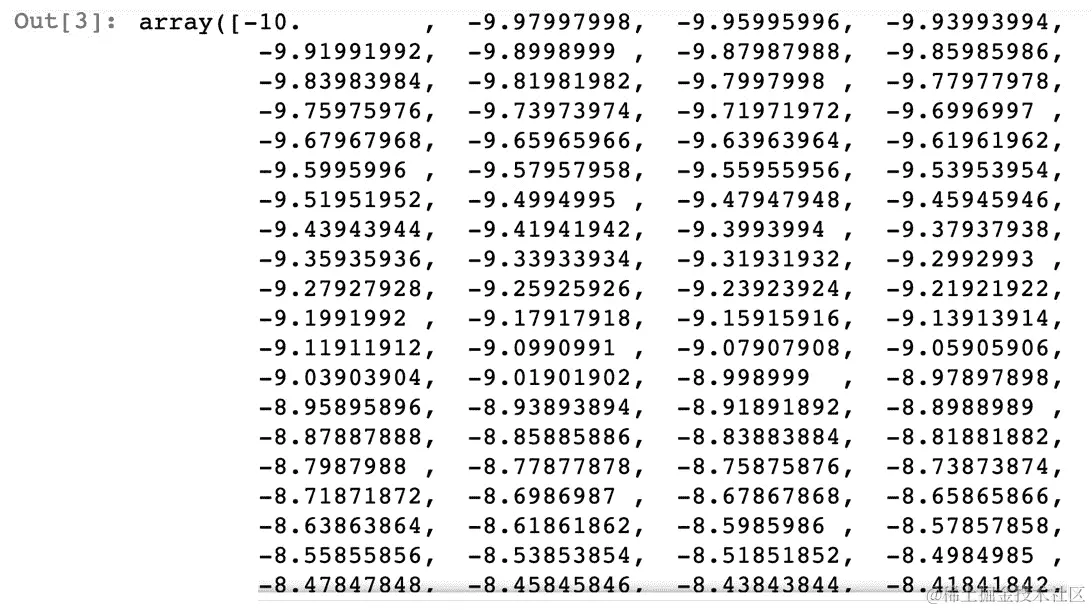 图 4.2：NumPy 生成的均匀间隔的数字