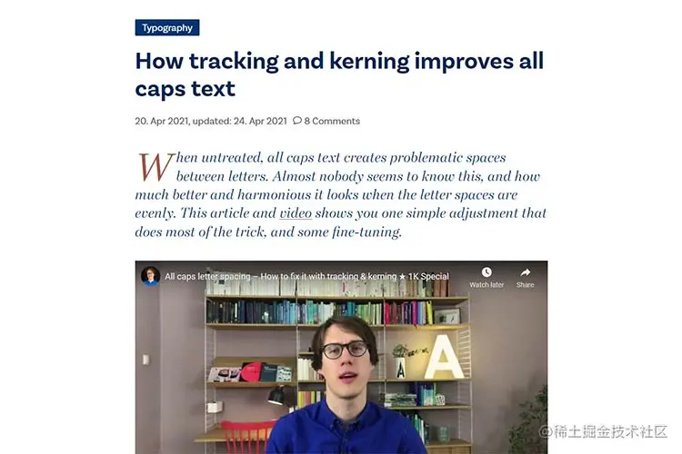 Example from How tracking and kerning improves all caps text