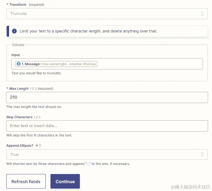 图 17.5 – 使用 Formatter by Zapier Text 动作事件截断文本