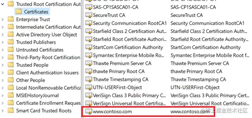 Trusted root certificates