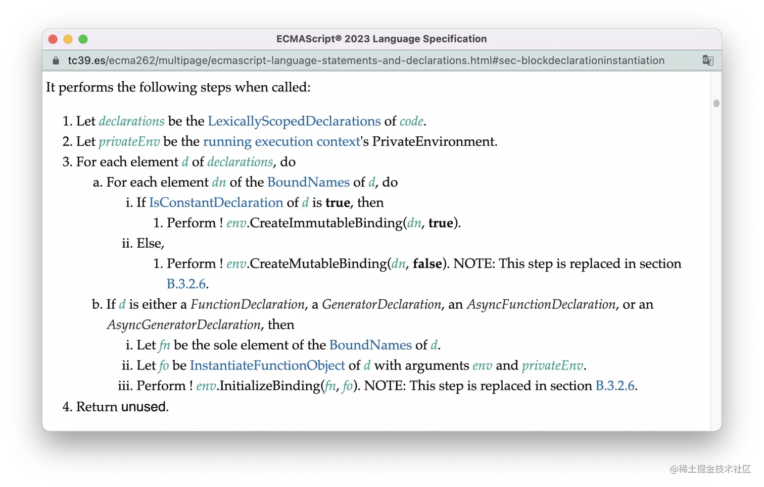 BlockDeclarationInstantiation