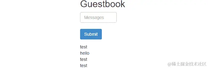 重新打开的留言板应用程序显示之前的条目仍然存在。