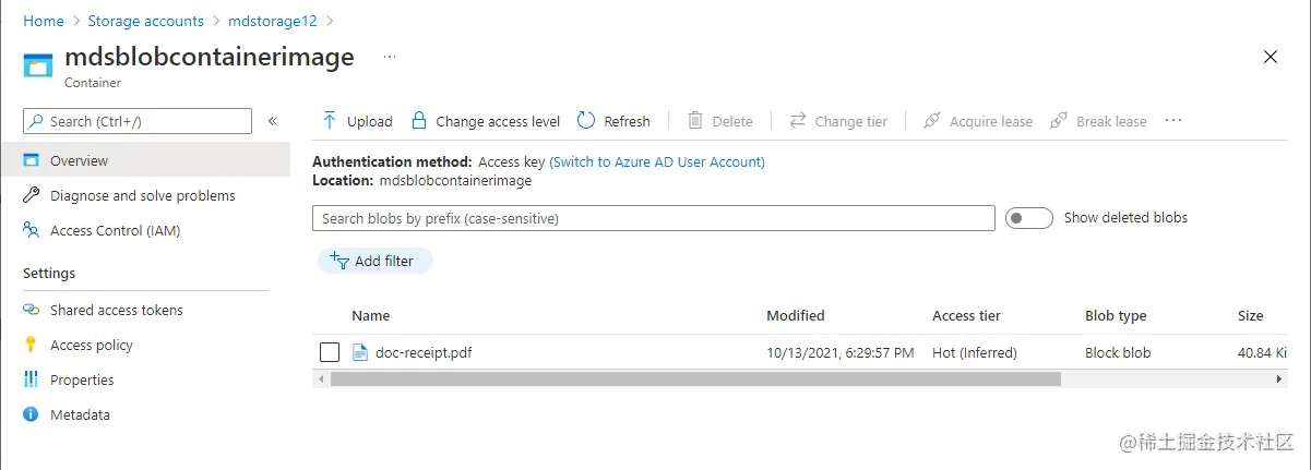 Azure portal file validation