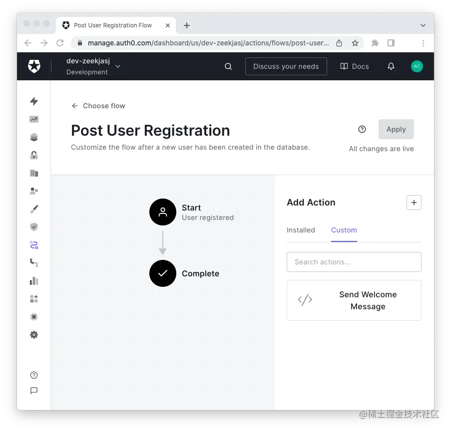 Auth0 flow editor