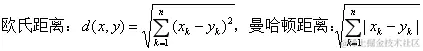 欧氏距离和曼哈顿距离表达式