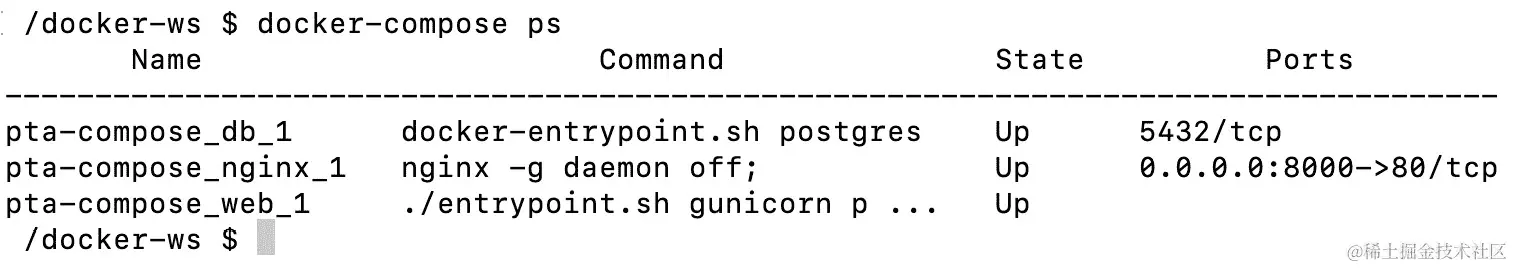 图 5.26 应用程序、数据库和 nginx 容器