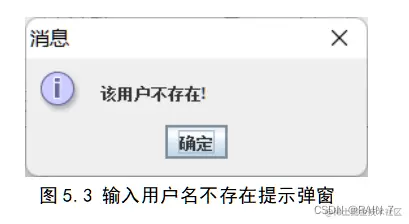 图5.3 输入用户名不存在提示弹窗