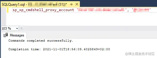Executing the sp_xp_cmdshell_proxy_account stored procedure