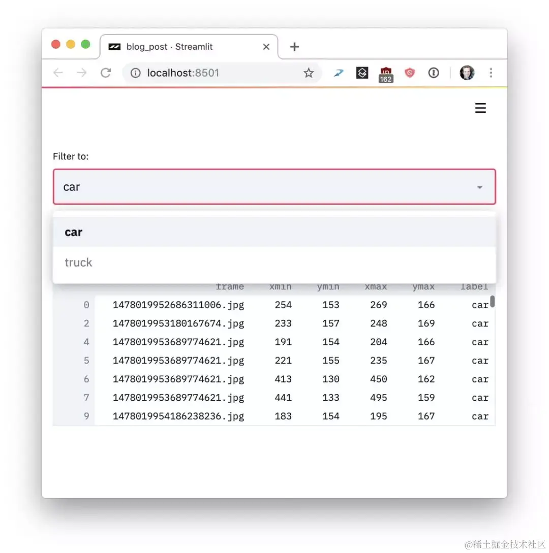 运行以上 st.cache 示例的输出。