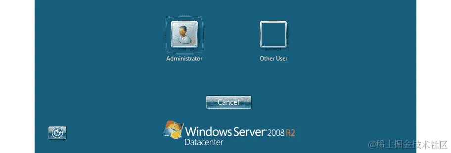 图 3.16 - Windows 服务器的登录屏幕