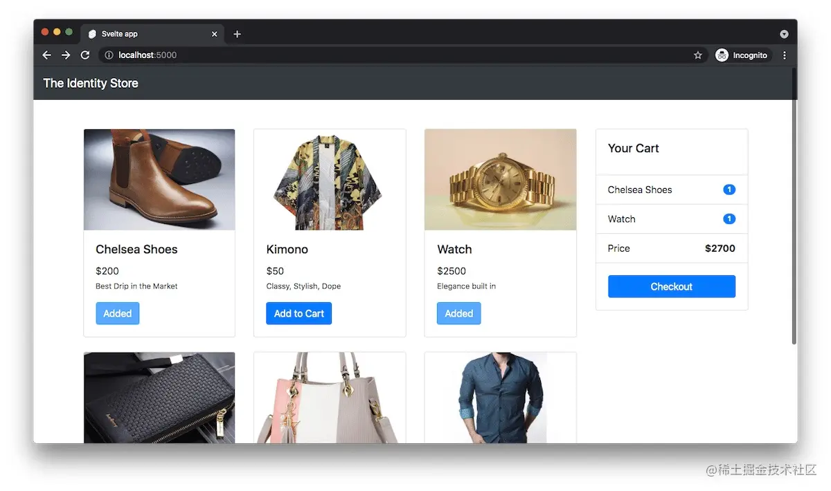 "Items selection - E-commerce App"