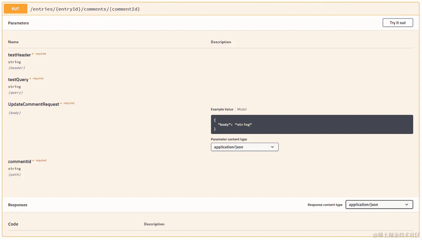 评论放置 Swagger 示例