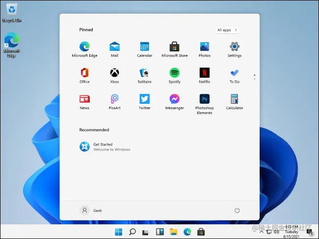 Windows 11's leaked Start menu