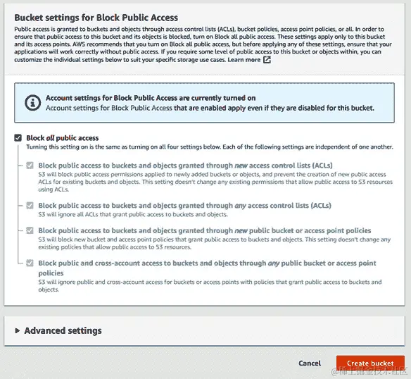 图 13.22 – 存储桶设置