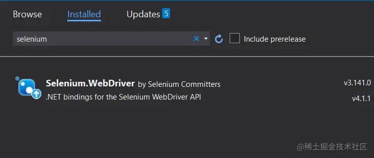 Selenium.WebDriver is added 